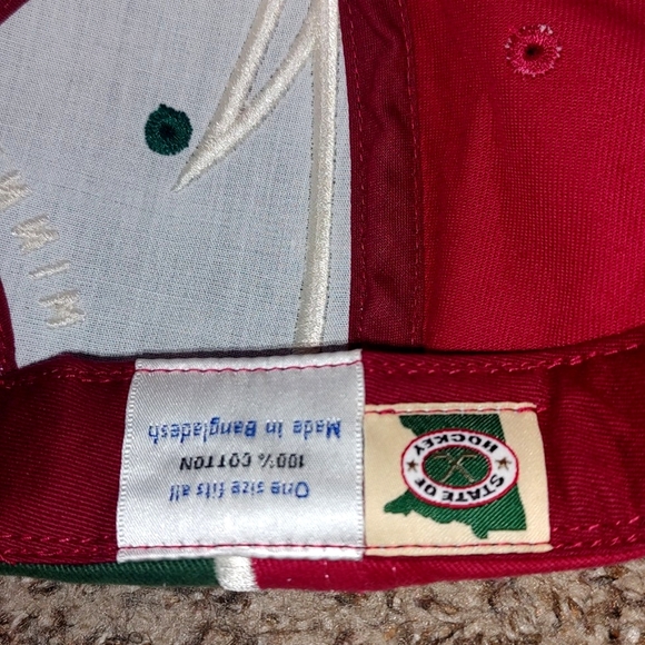 Vtg NHL Minnesota Wild Embroidered Red Green Cream Strapback Hat OS - Picture 10 of 10
